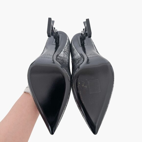 Saint Laurent Opyum 110 YSL Pumps EU 41 US 11 Metallic Silver Pointed High Heels - Picture 3 of 13